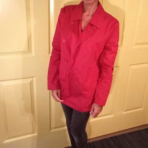 Luxe cherry red blazer overcoat w/matching red buttons OLEG CASSINI*